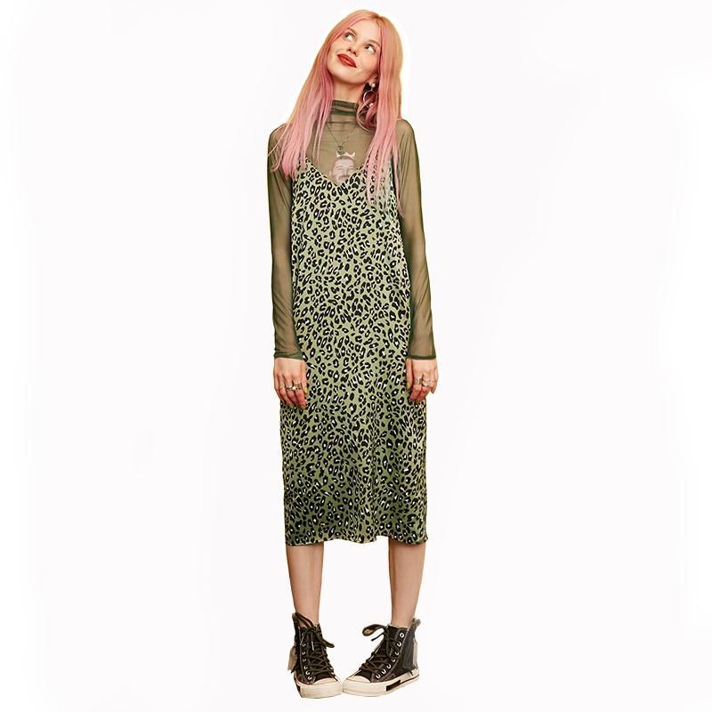 Green Leopard Slip Dress by White Market