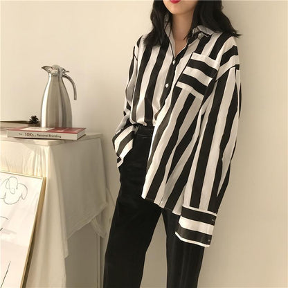 Vertical Striped Buttoned Shirt by White Market