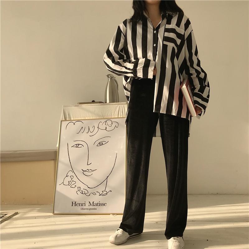 Vertical Striped Buttoned Shirt by White Market