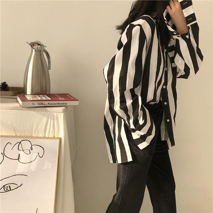 Vertical Striped Buttoned Shirt by White Market