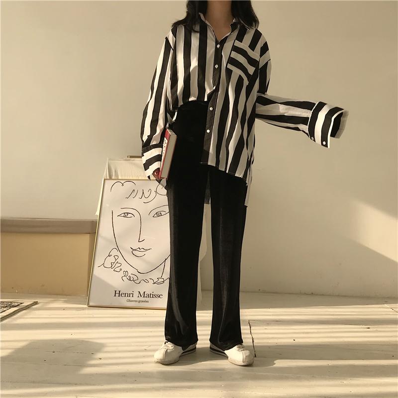 Vertical Striped Buttoned Shirt by White Market