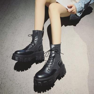 Grunge Platform Lace Up Boots by White Market