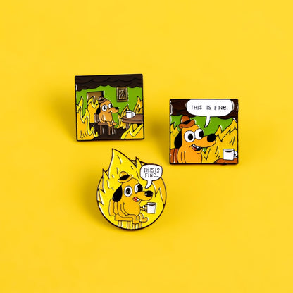 "This Is Fine" Burning Pins by White Market