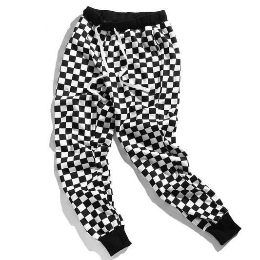 Checkered Fleece Joggers by White Market