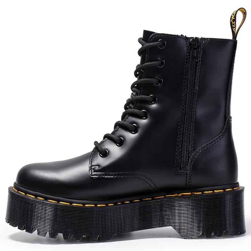 Genuine Leather Combat Platform Boots by White Market