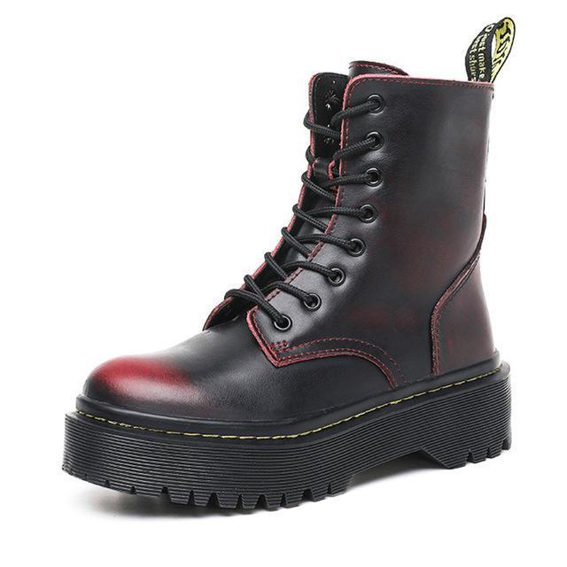 Genuine Leather Combat Platform Boots by White Market