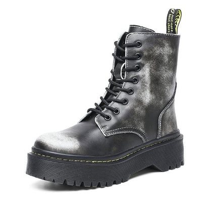 Genuine Leather Combat Platform Boots by White Market