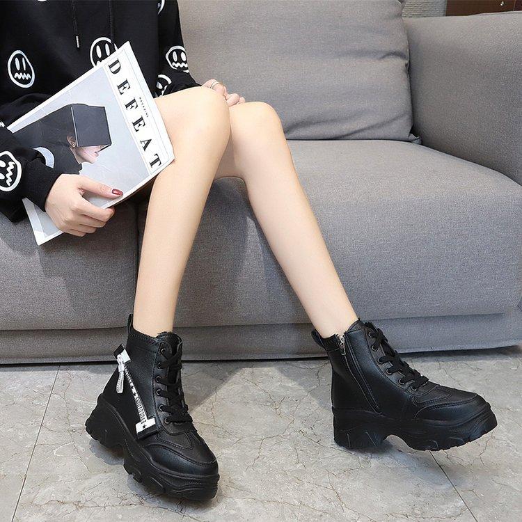 Black Chunky Combat Boots by White Market