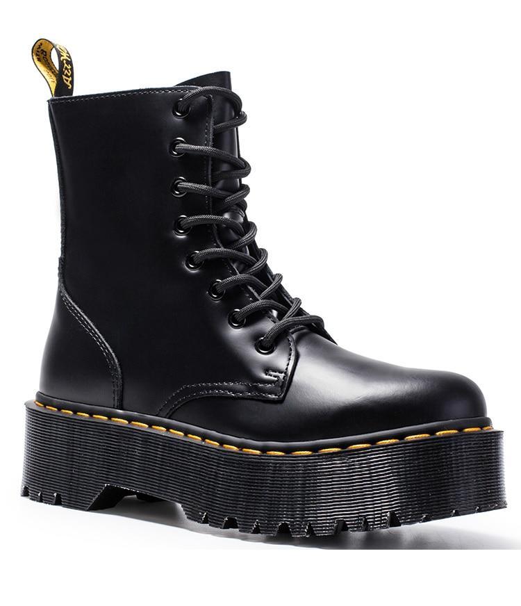 Genuine Leather Combat Platform Boots by White Market