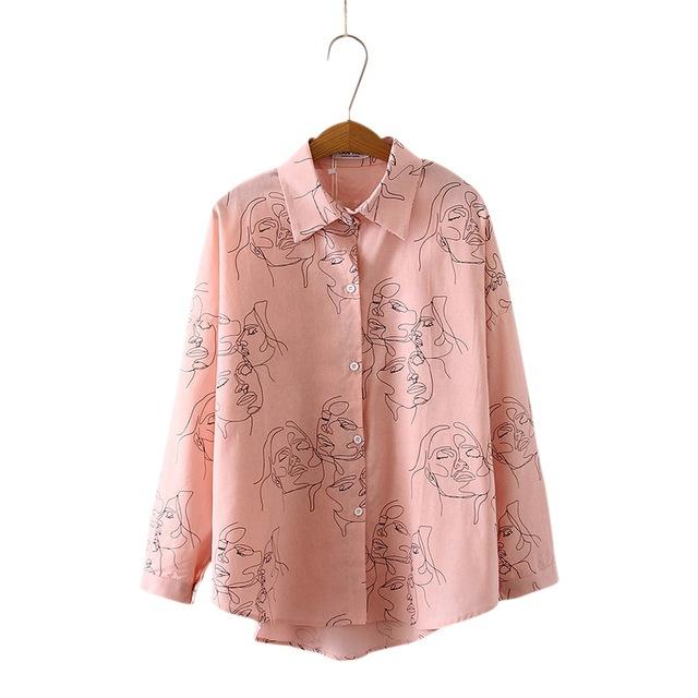 Line Drawing Portrait Button-Up by White Market