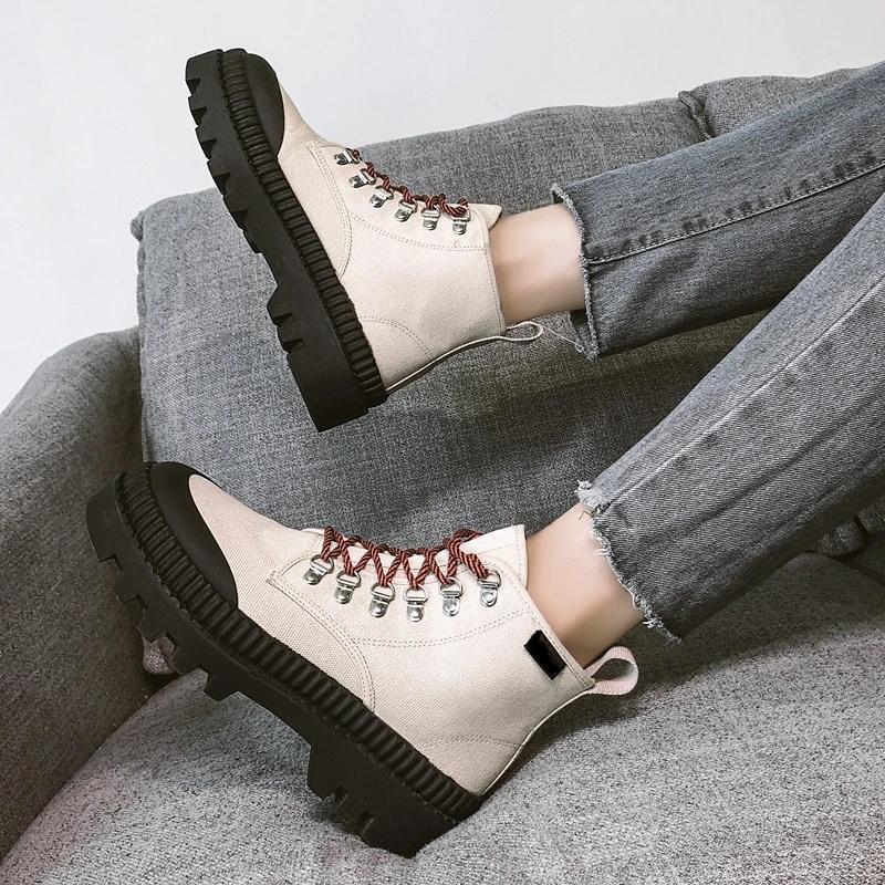 Elevated Canvas Boots by White Market