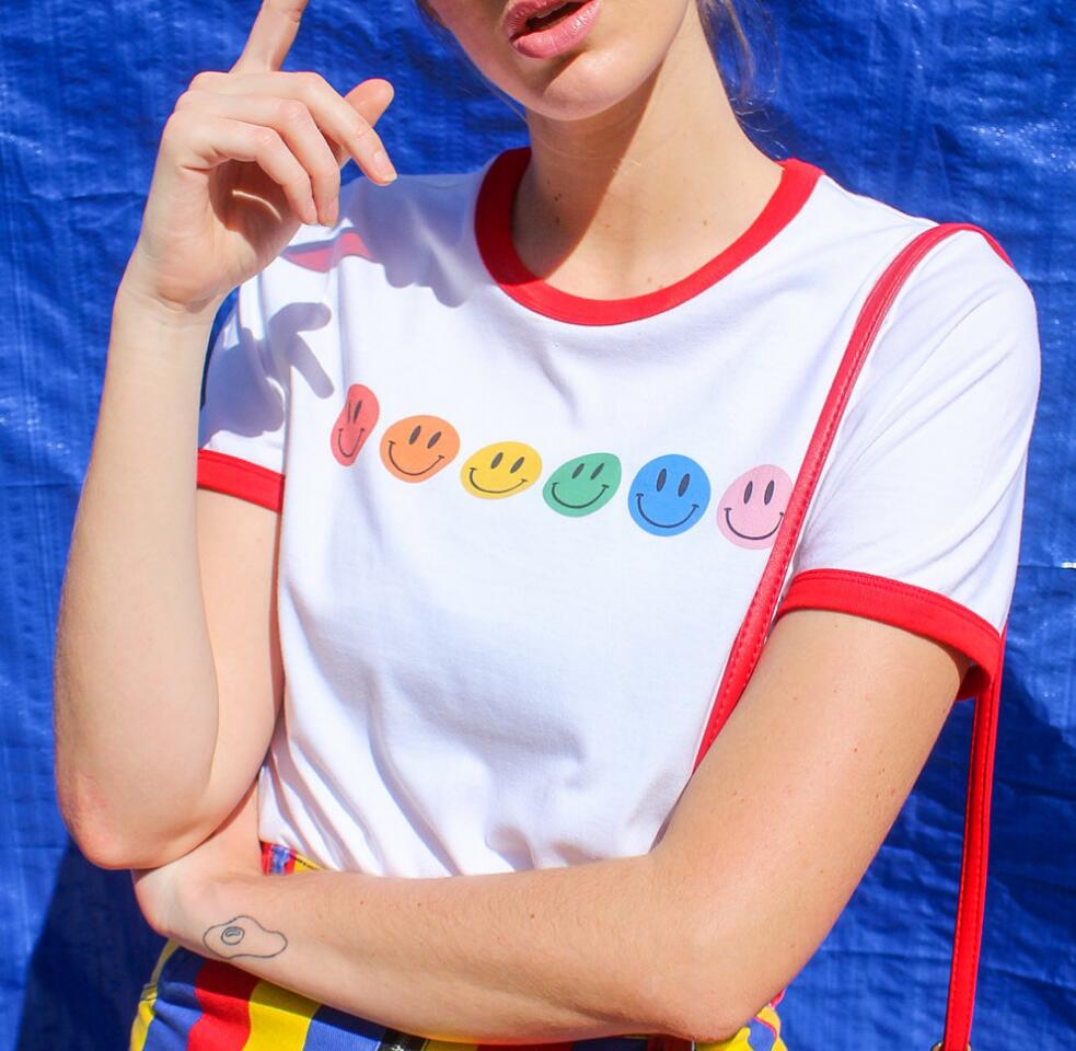 Rainbow Smiley RInger Tee by White Market