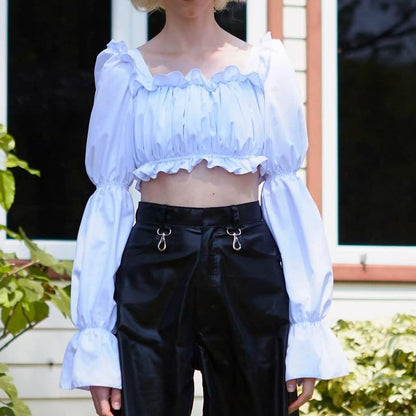 Luna Ruffled Cropped Blouse by White Market