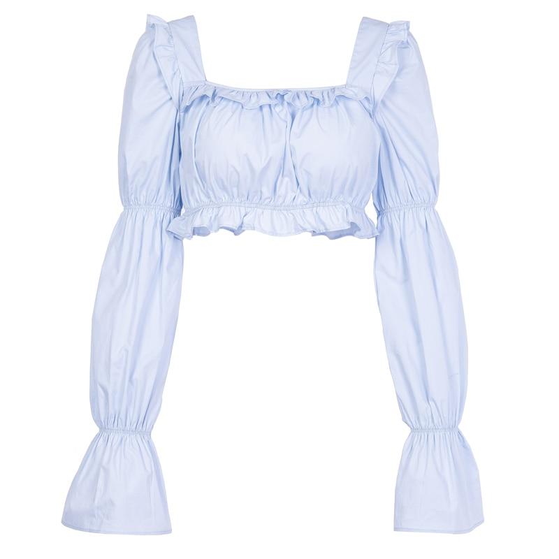 Luna Ruffled Cropped Blouse by White Market