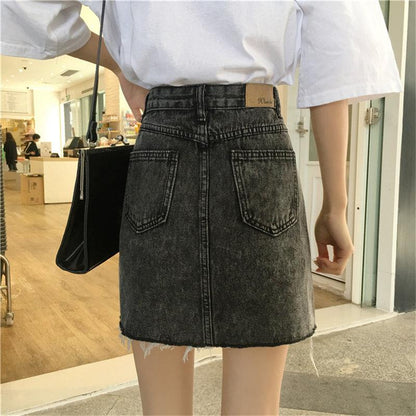 Asymmetrical Denim Mini Skirt by White Market