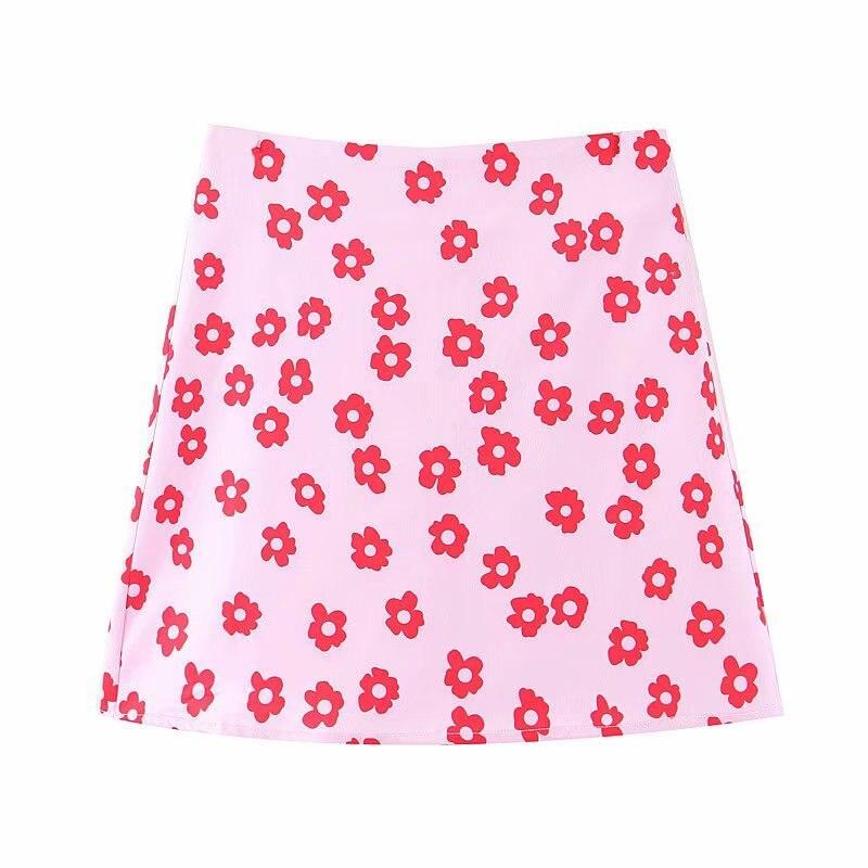 Pink Floral Mini Skirt by White Market