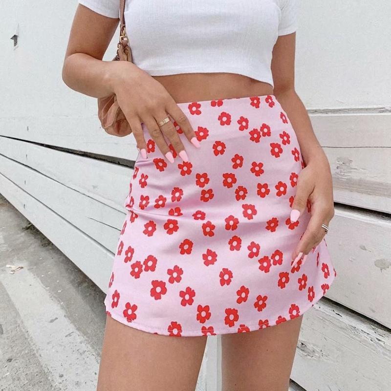 Pink Floral Mini Skirt by White Market