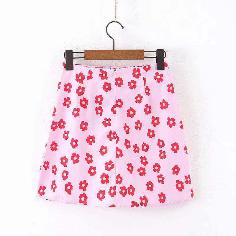 Pink Floral Mini Skirt by White Market