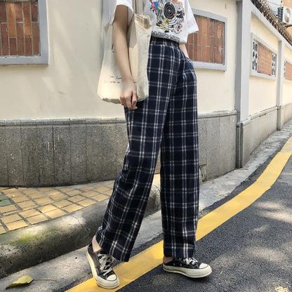 Plaid High Waisted Trousers by White Market