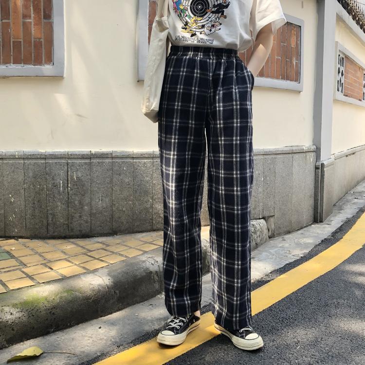 Plaid High Waisted Trousers by White Market