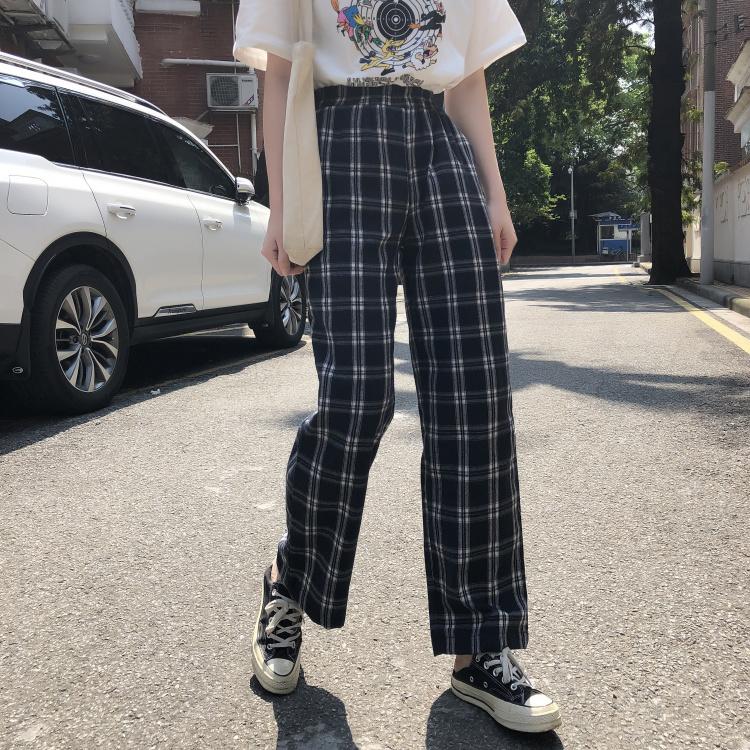 Plaid High Waisted Trousers by White Market