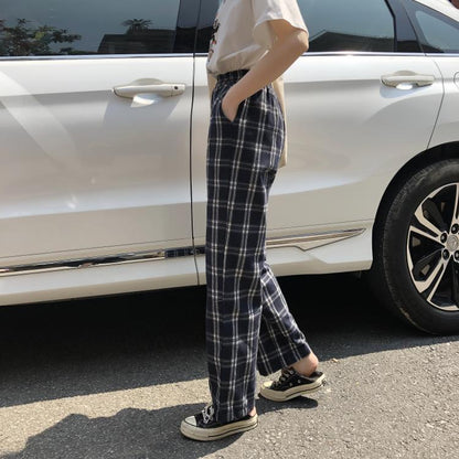 Plaid High Waisted Trousers by White Market