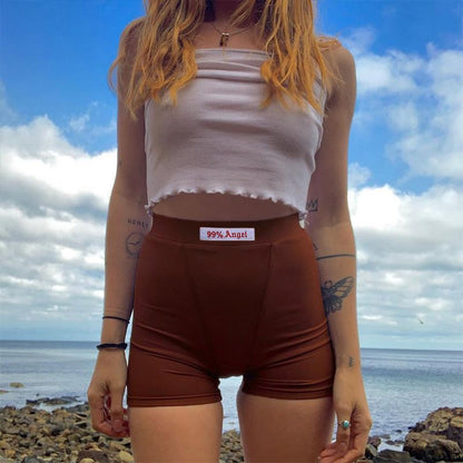 99% Angel High Waisted Embroidered Shorts by White Market