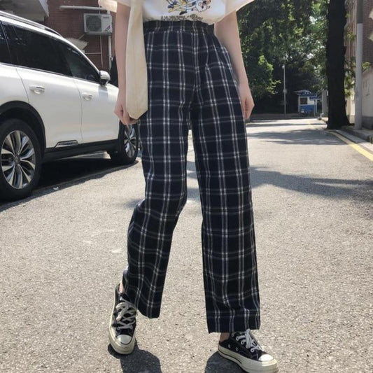 Plaid High Waisted Trousers by White Market