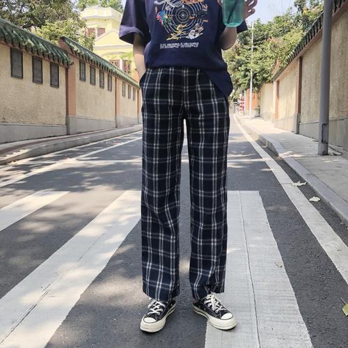 Plaid High Waisted Trousers by White Market