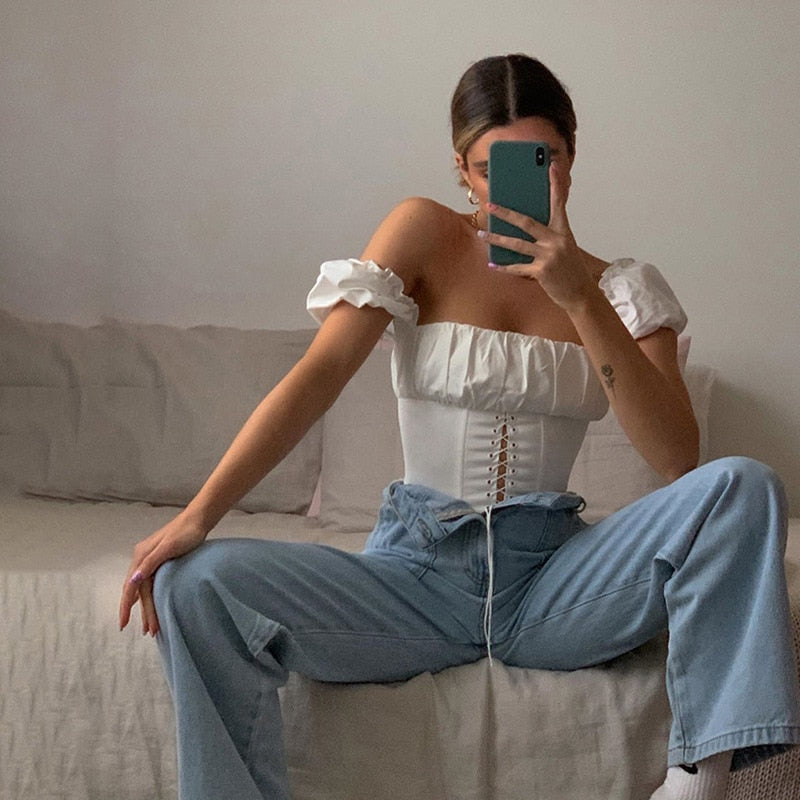 Off Shoulder Corset Top by White Market