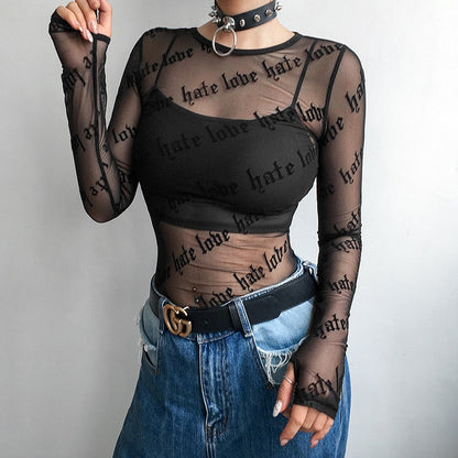 "Love Hate" Mesh Top by White Market