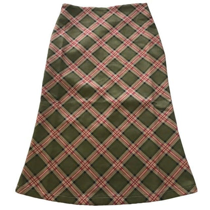 High Waisted Plaid Midi Skirt by White Market