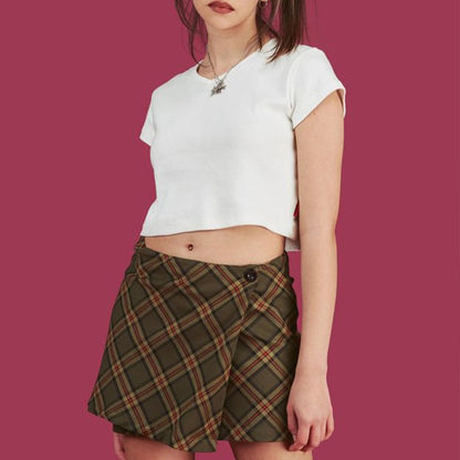 Vintage Plaid A-line Mini Skirt by White Market