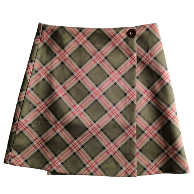 Vintage Plaid A-line Mini Skirt by White Market