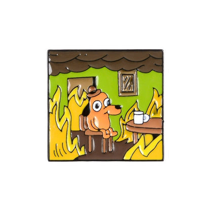 "This Is Fine" Burning Pins by White Market