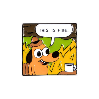 "This Is Fine" Burning Pins by White Market