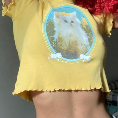 White Kitty Retro Top by White Market