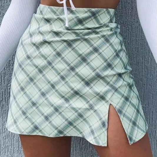 High Waisted Cut Mini Skirt by White Market