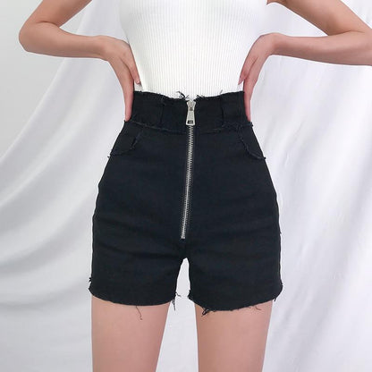 Hight Waisted Cut Denim Shorts by White Market