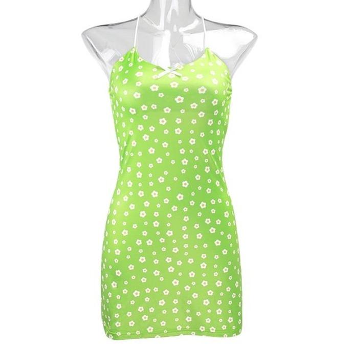 Green Floral Spaghetti Strap Dress by White Market