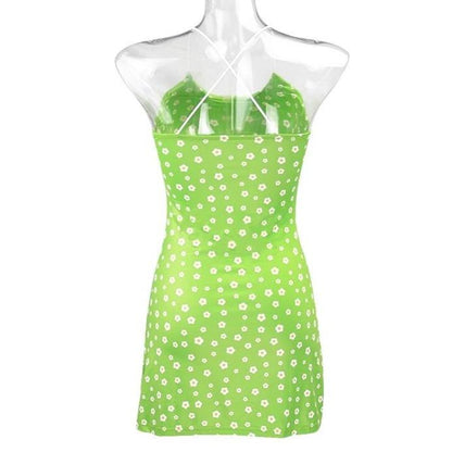 Green Floral Spaghetti Strap Dress by White Market