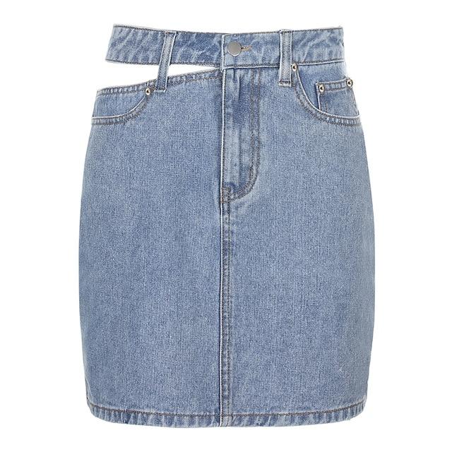 Side Cut High Waisted Denim Skirt by White Market