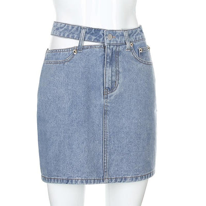 Side Cut High Waisted Denim Skirt by White Market