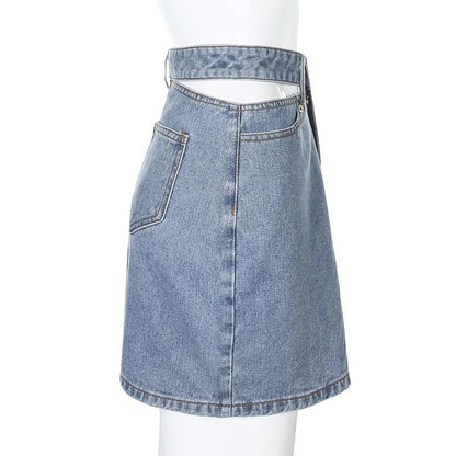 Side Cut High Waisted Denim Skirt by White Market