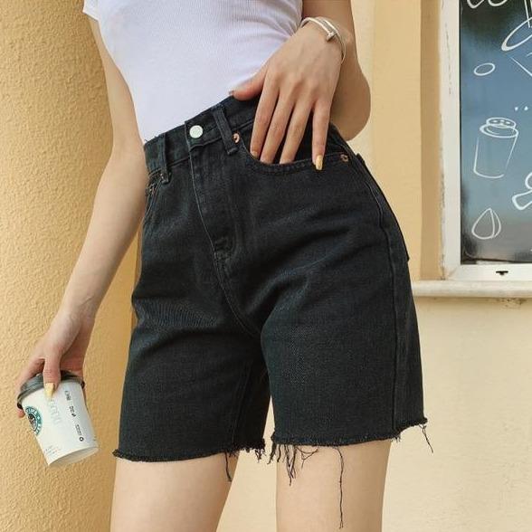 High Waist Slim Denim Shorts by White Market