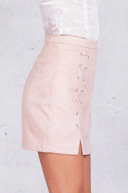 Lace Up Suede Pencil Skirt by White Market