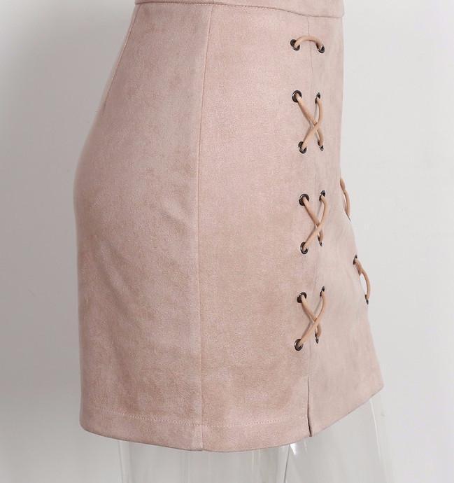 Lace Up Suede Pencil Skirt by White Market