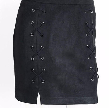 Lace Up Suede Pencil Skirt by White Market