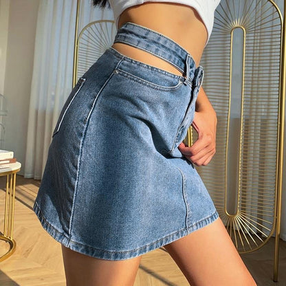 Side Cut High Waisted Denim Skirt by White Market