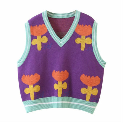 Floral Knit Vest by White Market